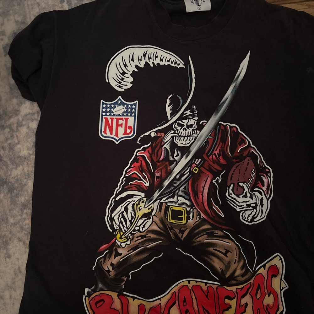 Black Graphic Tee with Pirate Design